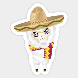 Cute little alpaca in sombrero Sticker